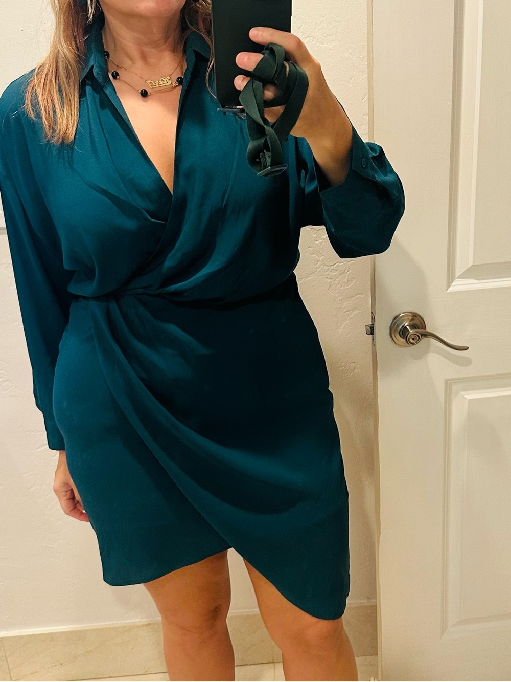 Express Teal Faux Wrap Mini Dress Size Medium